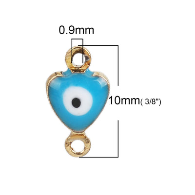 The Bead Store 10x6mm Gold Plated Blue Enamel Evil Eye Connector 