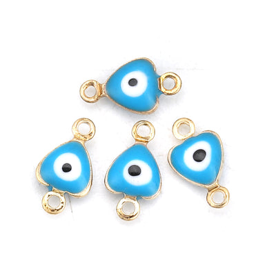 The Bead Store 10x6mm Gold Plated Blue Enamel Evil Eye Connector 