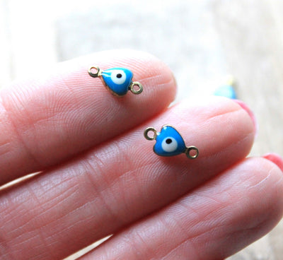 The Bead Store 10x6mm Gold Plated Blue Enamel Evil Eye Connector 