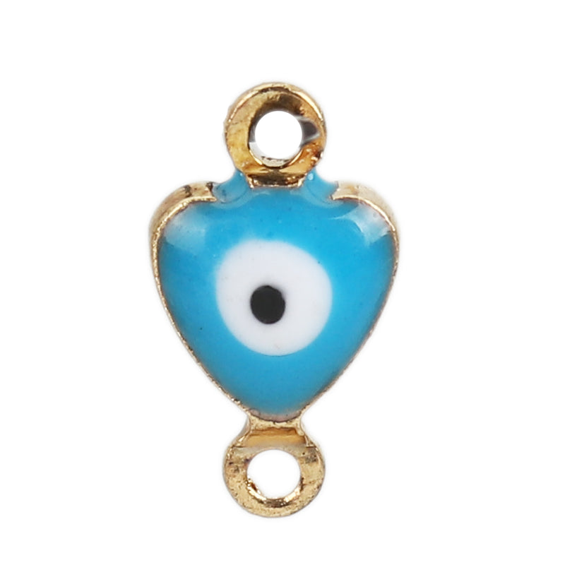 The Bead Store 10x6mm Gold Plated Blue Enamel Evil Eye Connector 