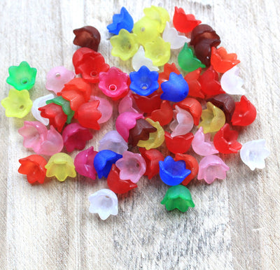 The Bead Store 10x6mm Mixed Colours Frosted Acrylic Bead Caps Pk of 50