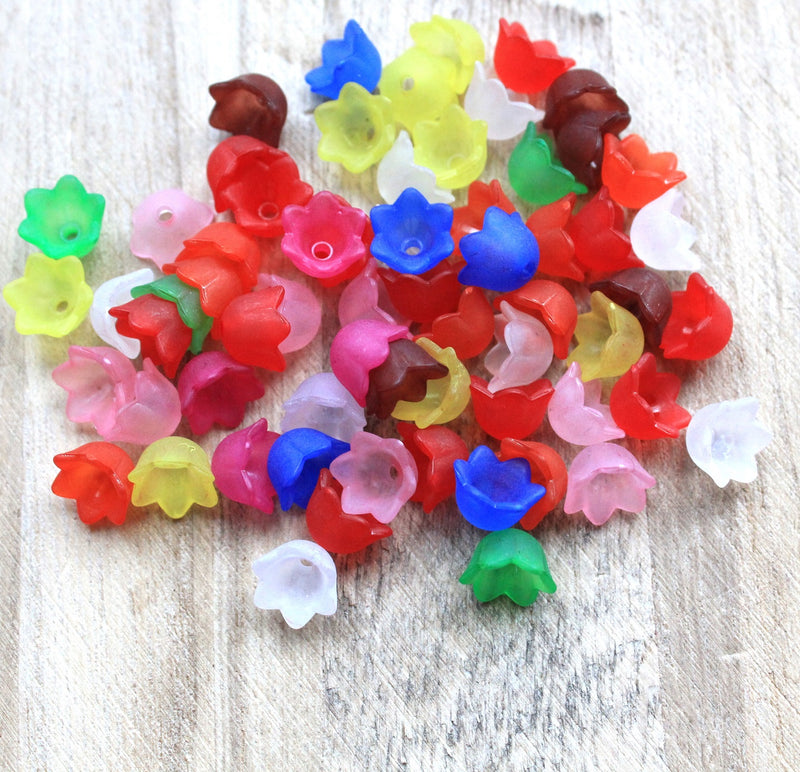 The Bead Store 10x6mm Mixed Colours Frosted Acrylic Bead Caps Pk of 50