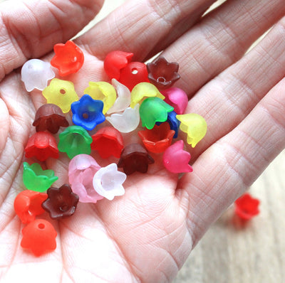 The Bead Store 10x6mm Mixed Colours Frosted Acrylic Bead Caps Pk of 50