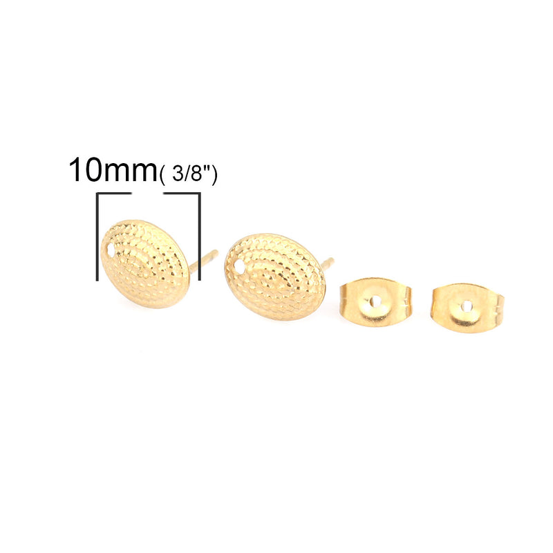 The Bead Store 10x7mm Gold Plated Stainless Steel Studs ~ 1 Pair