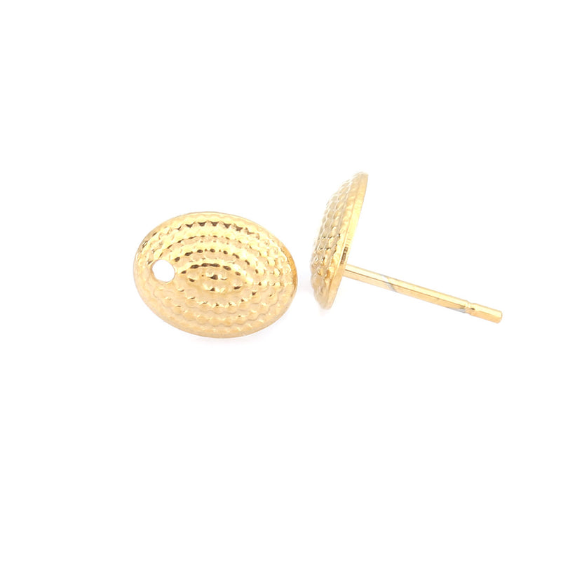 The Bead Store 10x7mm Gold Plated Stainless Steel Studs ~ 1 Pair