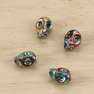 The Bead Store 10x8mm Glass Skull Beads Multicolour Pack of 4