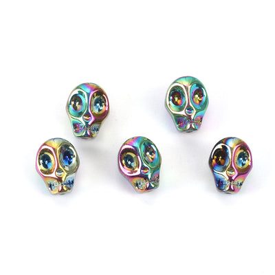 The Bead Store 10x8mm Glass Skull Beads Multicolour Pack of 4