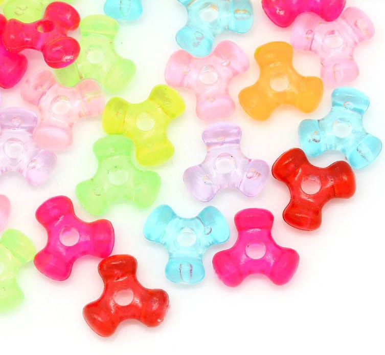 The Bead Store 10x9mm Acrylic Triangular Boomerang Beads Mixed Colours 