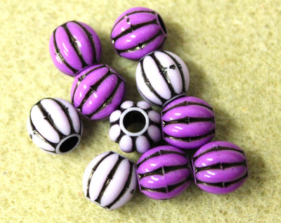 The Bead Store 10x9mm Purple Acrylic Melon Beads Pack of 10