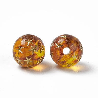 The Bead Store 110mm Round Acrylic Beads Amber Colour with Golden Starfish 