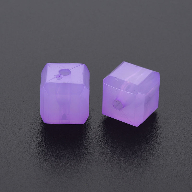 The Bead Store 11mm Acrylic Cube Beads ~ Jade Purple ~ Pack of 20
