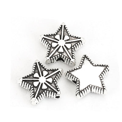 The Bead Store 11x0mm Antique Silver Plated Star Shaped Beads Pack of 5