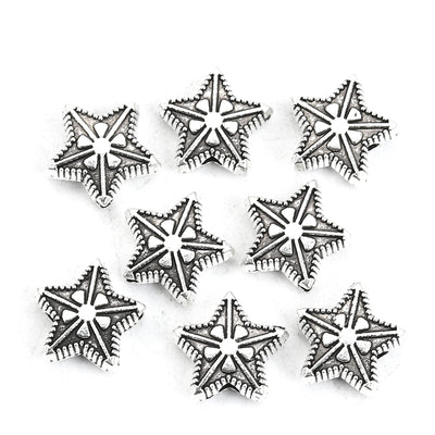 The Bead Store 11x0mm Antique Silver Plated Star Shaped Beads Pack of 5