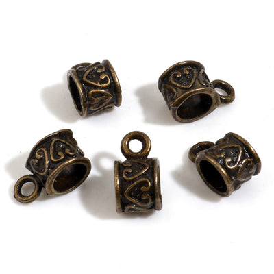 The Bead Store 11x6mm Antique Bronze Plated Large Hole Bails ~ Pack of 5
