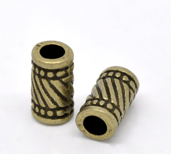 The Bead Store 11x6mm Antique Bronze Plated Metal Tube Shape Beads Pack of 10