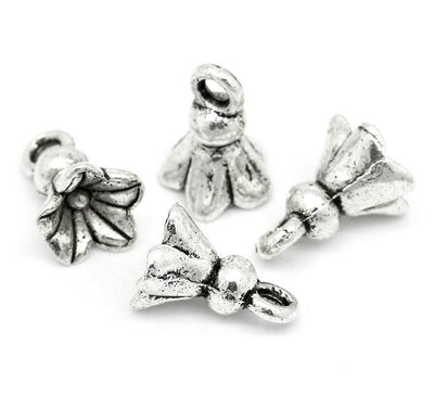 The Bead Store 11x8mm Antique Silver Plated Bluebell Flower Shaped Charms ~ Pack of 2