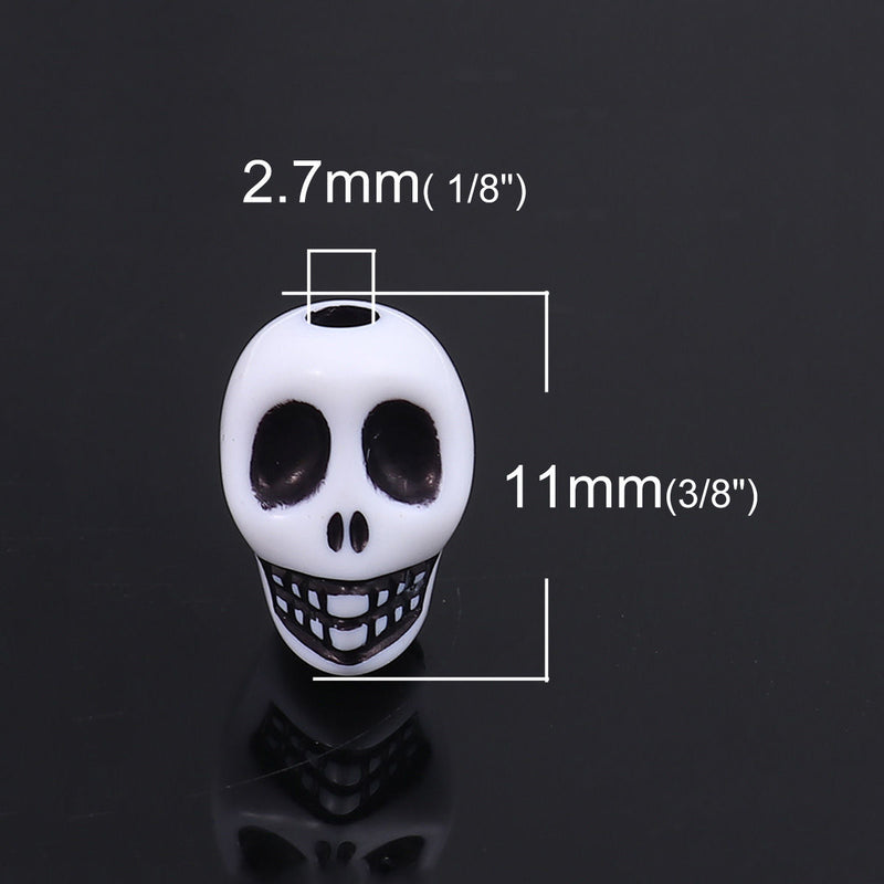 The Bead Store 11x9mm White Acrylic Skull Beads Pack of 10