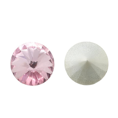 The Bead Store 12mm Crystal Glass Foiled Rivoli Light Rose Pack of 2