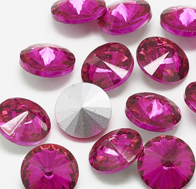 The Bead Store 12mm Crystal Glass Foiled Rivoli Rose Pack of 2