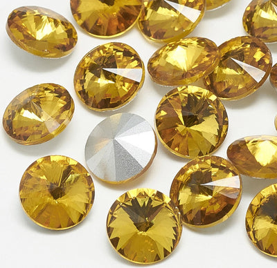 The Bead Store 12mm Crystal Glass Foiled Rivoli Topaz Pack of 2