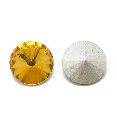 The Bead Store 12mm Crystal Glass Foiled Rivoli Topaz Pack of 2