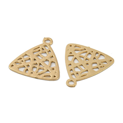 The Bead Store 12mm Gold Plated Tarnish Resistant Brass Filigree Triangle Charms