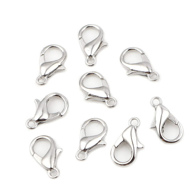The Bead Store 12mm Rhodium Plated Lobster Clasp