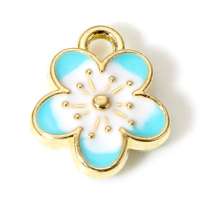 The Bead Store 12x10mm Gold Plated Blue Enamel Flower Charm