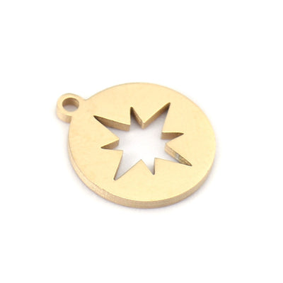 The Bead Store 12x10mm Gold Plated Stainless Steel Star Design Charm
