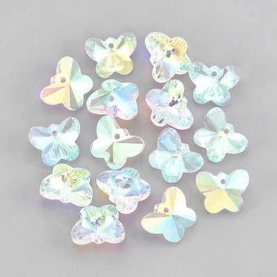 The Bead Store 12x15mm Crystal Glass Butterfly Pendants ~ Crystal AB ~ Pack of 2