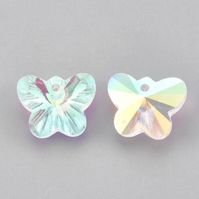 The Bead Store 12x15mm Crystal Glass Butterfly Pendants ~ Crystal AB ~ Pack of 2
