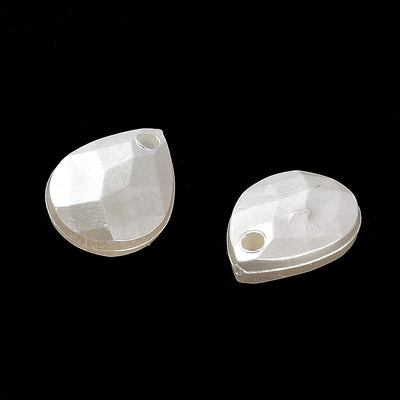 The Bead Store 12x9mm Faceted Acrylic White Pearl Teardrop Pendants Pack of 20