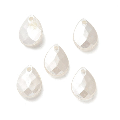 The Bead Store 12x9mm Faceted Acrylic White Pearl Teardrop Pendants Pack of 20
