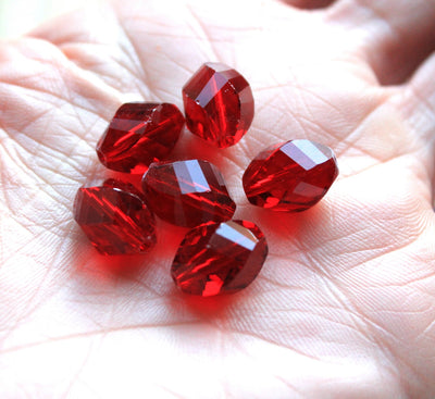 The Bead Store 13x10mm Multi-facet Crystal Glass Oval Beads Ruby Red 