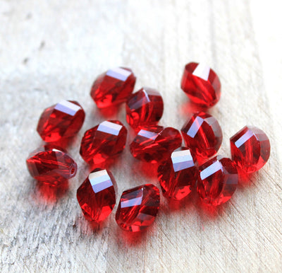 The Bead Store 13x10mm Multi-facet Crystal Glass Oval Beads Ruby Red 