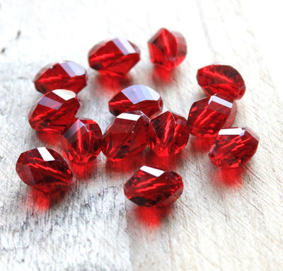 The Bead Store 13x10mm Multi-facet Crystal Glass Oval Beads Ruby Red 