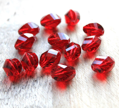 The Bead Store 13x10mm Multi-facet Crystal Glass Oval Beads Ruby Red 