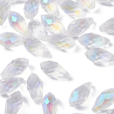 The Bead Store 13x11mm Top Drilled Faceted Glass Drops ~ Crystal AB ~ Pack of 4