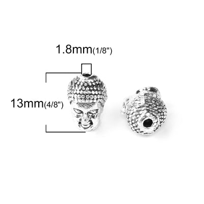 The Bead Store 13x8mm Antique Silver Plated Buddha Head Bead