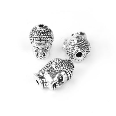 The Bead Store 13x8mm Antique Silver Plated Buddha Head Bead