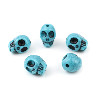 The Bead Store 13x9mm Acrylic Skull Beads ~ Imitation Turquoise ~ Pack of 9