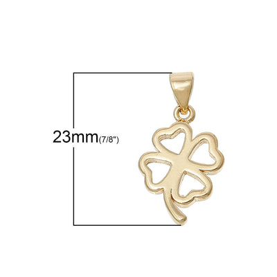 The Bead Store 14K Gold Plated Brass Four Leaf Clover Pendant