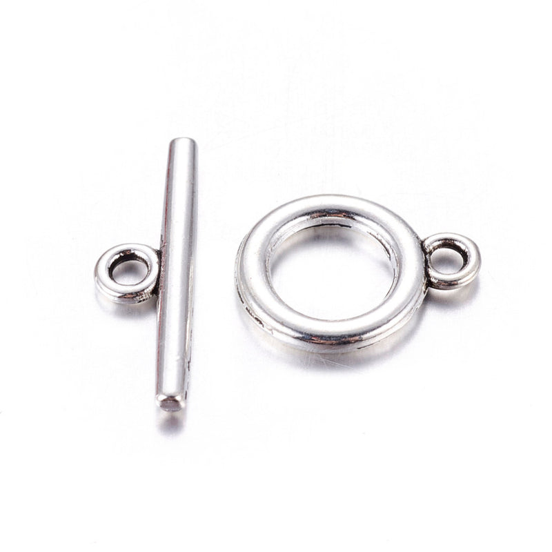The Bead Store 14mm Antique Silver Plated Plated Toggle Clasps Pack of 10