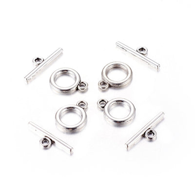 The Bead Store 14mm Antique Silver Plated Plated Toggle Clasps Pack of 10