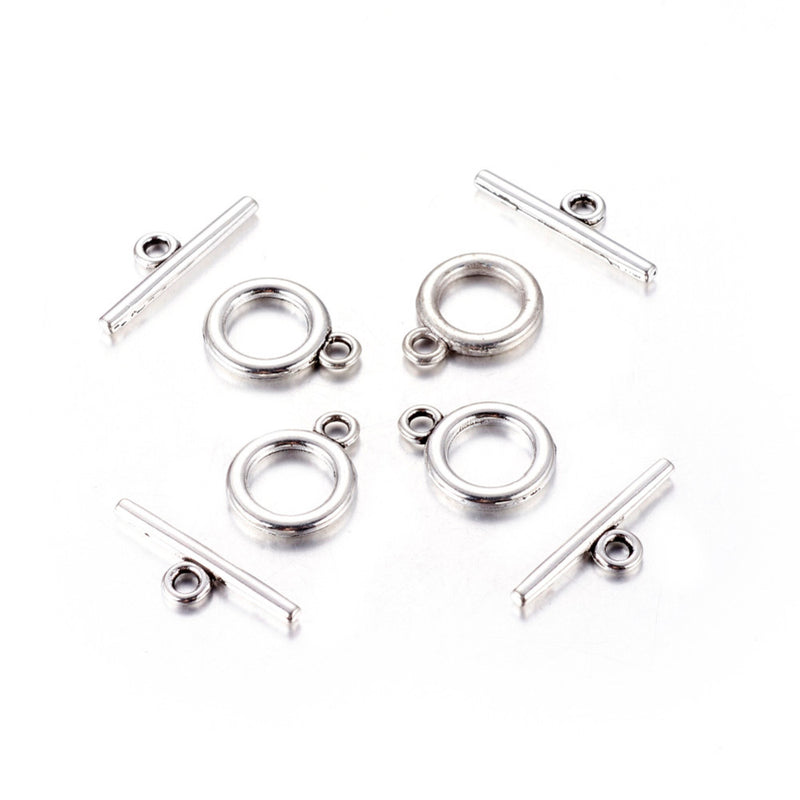 The Bead Store 14mm Antique Silver Plated Plated Toggle Clasps Pack of 10