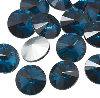 The Bead Store 14mm Crystal Glass Foiled Rivoli Capri Blue Pack of 2