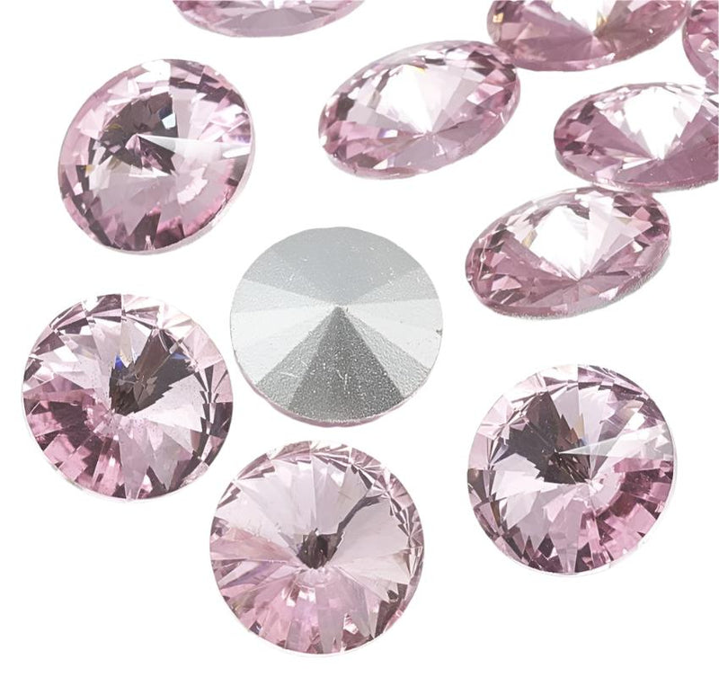 The Bead Store 14mm Crystal Glass Foiled Rivoli Light Rose Pack of 2