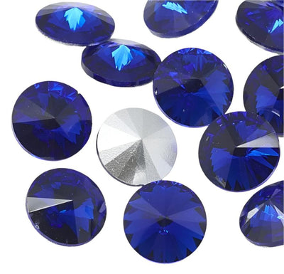 The Bead Store 14mm Crystal Glass Foiled Rivoli Sapphire Pack of 2