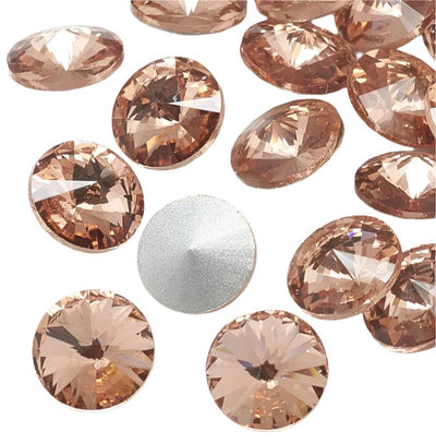 The Bead Store 14mm Crystal Glass Foiled Rivoli Vintage Rose Pack of 2