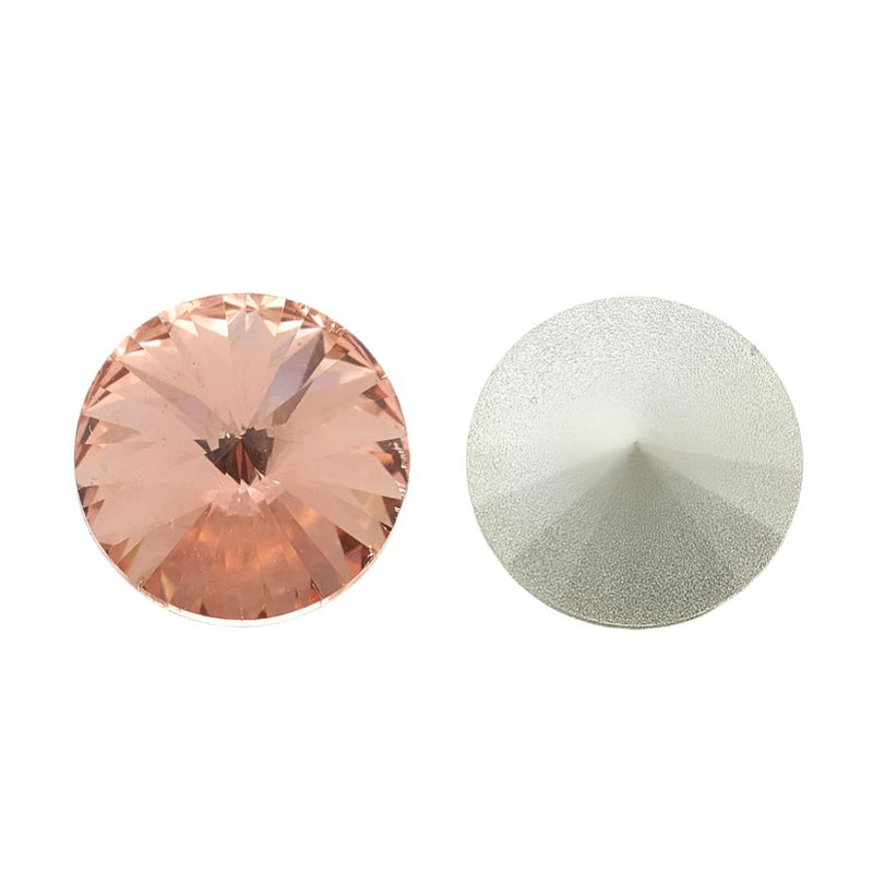 The Bead Store 14mm Crystal Glass Foiled Rivoli Vintage Rose Pack of 2